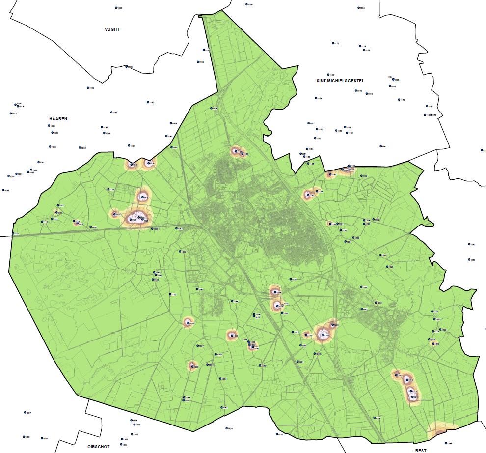 4. RESULTATEN 4.1 Geurcontouren situatie 1 juli 2013 In figuur 1 en in bijlage III zijn de geurcontouren van 2008 opgenomen, afkomstig uit de geurgebiedsvisie uit 2008.