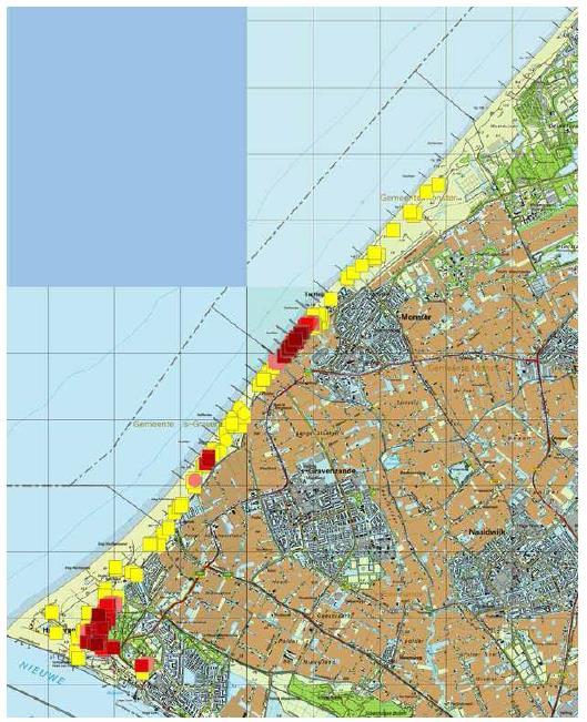 Figuur 34 Locaties in Natura 2000-gebied Solleveld & Kapittelduinen die zijn onderzocht op de nauwe korfslak in de periode 2001 t/m 19-2-2011.