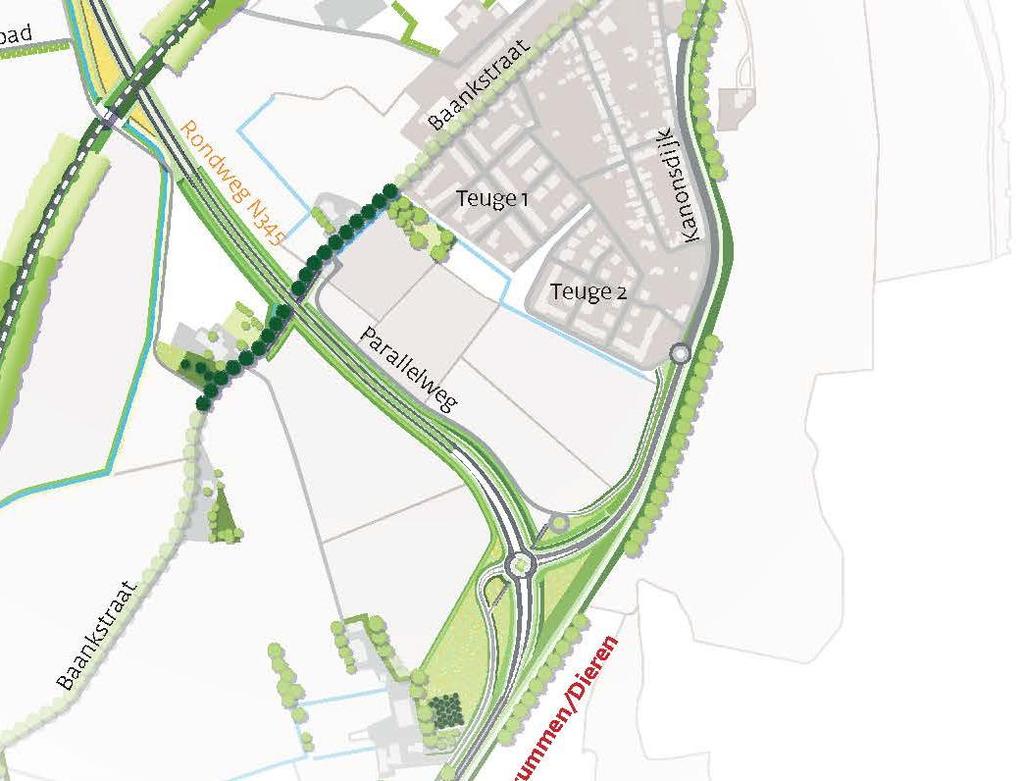 Figuur 2: Moeilijk bereikbare gronden Doel Met de realisatie van een aansluiting van de Zutphensestraat op de Kanonsdijk wordt de omrijdafstand voor de grondeigenaar beperkt.