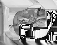 Let er bij het terugplaatsen van het reservewiel in de reservewielhouder op dat het ventiel van het wiel boven de uitsparing in de wielhouder is geplaatst.
