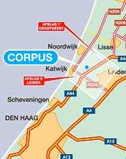 Routebeschrijving Corpus reis door de mens, museum en congrescentrum Willem Einthovenstraat 1 2342 BH Oegstgeest Navigatie-adres vanuit Den Haag/ Utrecht: Wassenaarseweg, Leiden Navigatie-adres