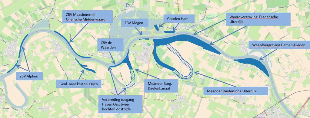 tie met de herontwikkeling buitendijks terrein in Appeltern) het verbeteren van de toegang tot de haven van Oss door aanpassing van het Burgemeester Delenkanaal tussen de Maas en de sluis bij