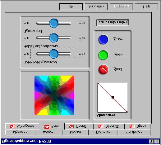 35 Kleureigenschappen De functie Kleureigenschappen wordt gebruikt om de kleurinstellingen aan te passen. Ook maakt het gammabesturing voor het afspelen van de video-overlapping mogelijk.