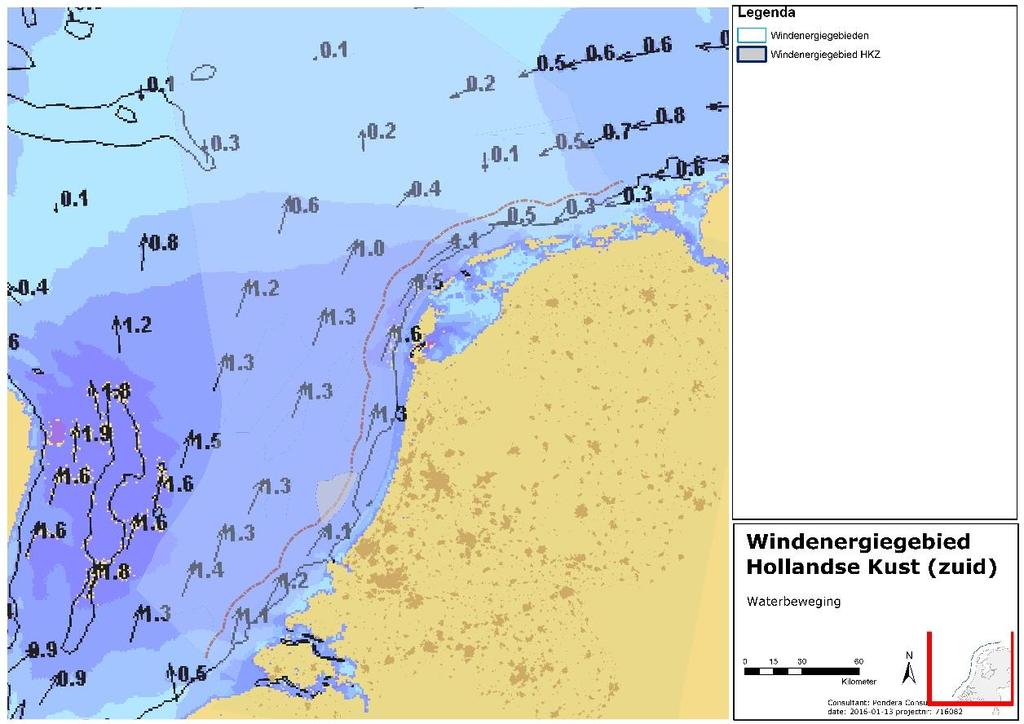 65 een reststroom, die zich tijdelijk in zuidelijke richting beweegt. Ook op Meetpost Noordwijk zijn cross-shore reststromingen gemeten onshore gericht tussen NAP -19 meter en NAP -12 meter (max.