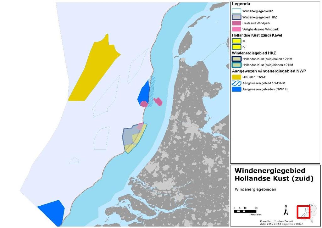 265 Bestaande windparken Huidige situatie en autonome ontwikkeling Het windenergiegebied Hollandse Kust (zuid) ligt circa 15 kilometer ten zuiden van het aangewezen windenergiegebied Hollandse Kust