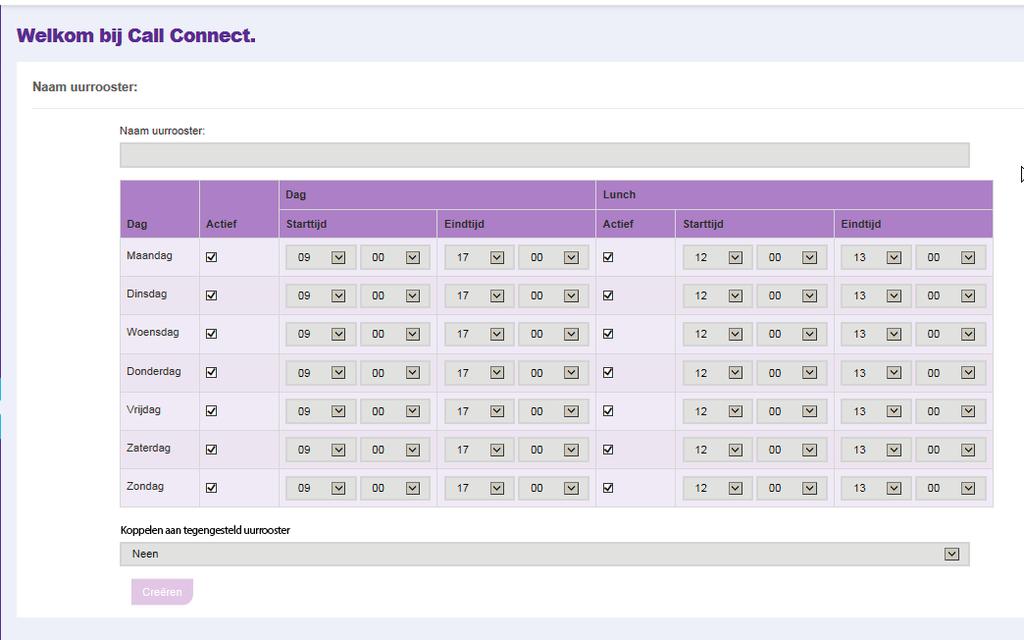 Klik op 'Configureer' om uw eigen uurroosters aan te maken en/ of te wijzigen.