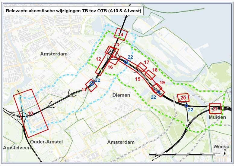 Wegnaam en code in figuur 3.1 Wijziging* en kilometrering Nadere omschrijving de A1 toerit aan de noordzijde van de A1 gerealiseerd naar Diemen.