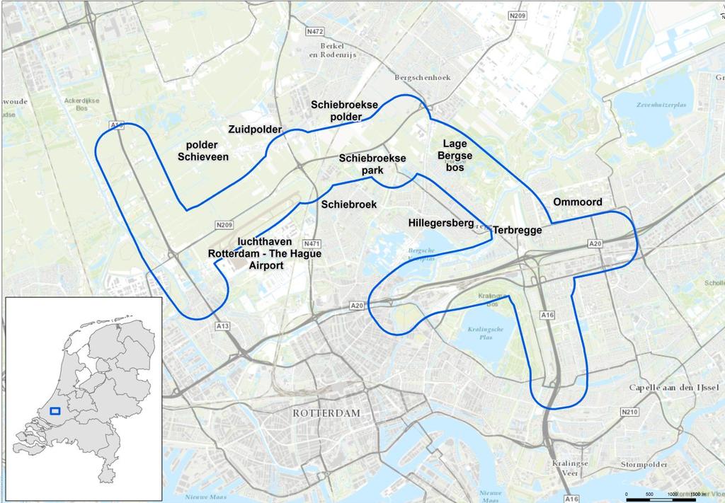 2 Algemene uitgangspunten 2.1 Projectomgeving en studiegebied 2.1.1 Beschrijving omgeving van het nieuwe tracé Het gebied waar de nieuwe A16 Rotterdam is gesitueerd, ligt aan de noordkant van Rotterdam.