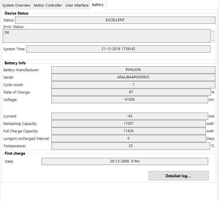 BATTERY (1) 1 2 3 1. Device Status Status: Weergave van de kwaliteit van de accu (Excellent Good Poor Damage Error) Error Status: Weergave van de storing System Time: Weergave datum en tijd 2.