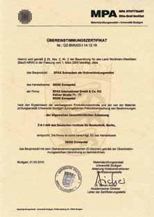 Overeenstemmingsaanduiding Registratiebeschikking Certificaat van overeenstemming Overeenstemmingsaanduiding van SPAX volgens de algemene bouwkundige