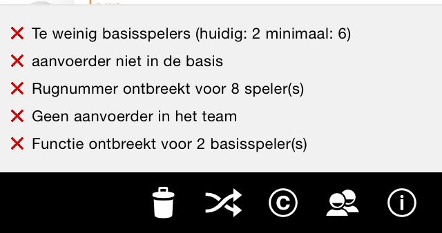 Meldingen Afhankelijk van de klasse van het team zijn er diverse eisen waar een opgave aan moet voldoen. In de afbeelding hierboven is een aantal van deze meldingen genoemd.