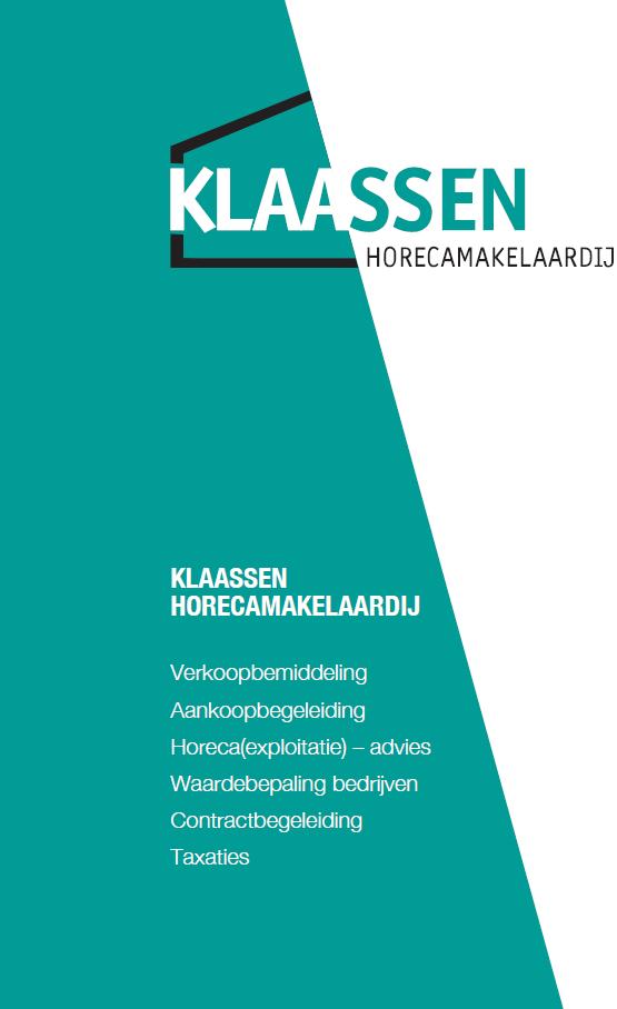 VASTGOED MAKELAARDIJ Hotel restaurant t Heerenlogement Franekereind 23 te Harlingen Klaassen Horeca vastgoedmakelaardij B.V. Wiekenweg 53A, 3815 KL Amersfoort Telefoon: 033-258 13 30 Internet: www.