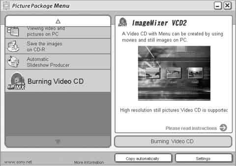 Een video-cd met een menu maken ("ImageMixer VCD2") "ImageMixer VCD2" is compatibel met video-cd voor stilstaande beelden met een hoge resolutie.