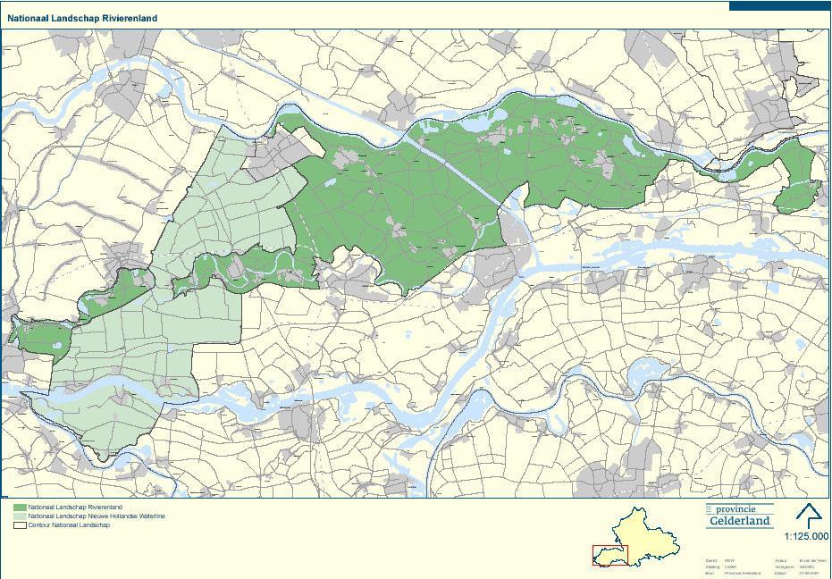 Nationaal Landschap Rivierengebied Waardevol landschap Ommerensche en Rijswijkse Veld fraaie karakteristieke grootschalige openheid van de kommen in contrast met de omringende meer kleinschalige