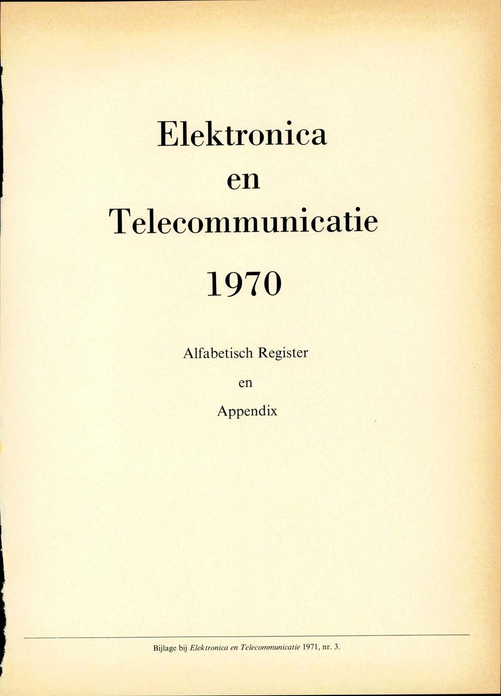Elektronica en T elecommunicatie Alfabetisch Register en