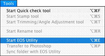 Start vanuit DPP de camerasoftware 'EOS Utility' en download de met deze software.