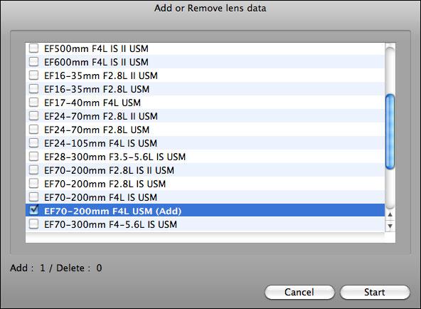 Als het downloaden van de lensgegevens is voltooid, verandert de instelling bij [Lens data/lensgegevens] in [Yes/Ja]. U kunt de gegevens voor maximaal 0 lenzen in één keer downloaden.