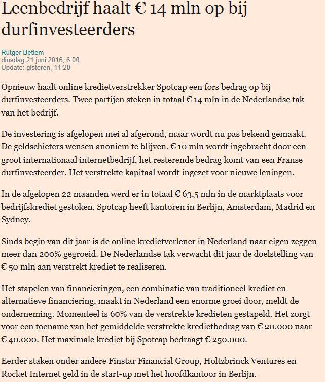 Stapelen van financieringen, een update Qredits; voor startende en bestaande ondernemingen, die niet bij een bank terecht kunnen. Per 1-12-2014 verhoogd tot 250.000; nu ook werkkapitaalfinanciering.