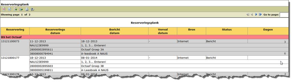 3 Overzichten: Reserveringsplank Hiermee maakt u een lijst van de exemplaren die op de Reserveringsplank (kast of een kratje) horen te staan.