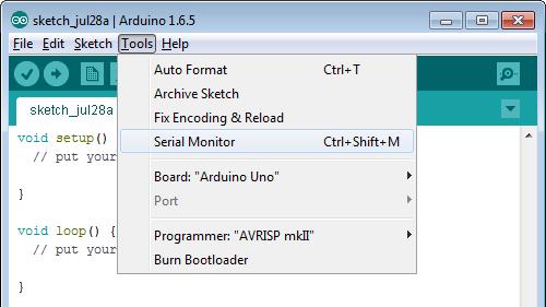Als je de Serial Monitor aanzet krijg je het volgende scherm te zien waar je informatie in kunt afdrukken via het programma dat je op de Arduino runt.