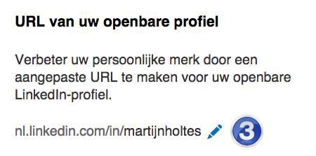 Opbouw van je profiel Je openbare profiel 3. Je kunt nu je naam vastleggen in de URL van LinkedIn. Zoals altijd kun je in de URL geen hoofdletters en spaties gebruiken.