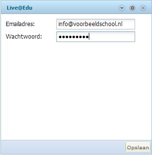 24 In bovenstaand voorbeeld wordt de Live@edu widget ingesteld om de inhoud van de e-mailbox
