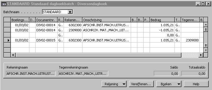 2 DIVERSEN DAGBOEKEN Module FINANCIEEL Diversendagboeken In het scherm dat verschijnt, wordt het dagboek DIVERSEN Algemeen gekozen met hierin de Batchnaam STANDAARD.