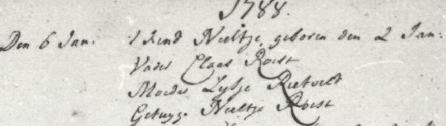 23-06-1783: Den 23 Junij 't kind Jacobus Vader Claas Roest Moeder