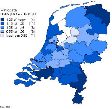 Aantal 50-65 jarigen per 0-15 jarigen (2010) De arbeidsmarkt