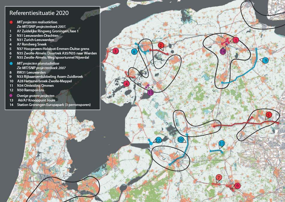 2.2 Overzicht referentiesituatie 2020 De referentiesituatie beschrijft de toekomstige situatie op het gebied van wonen, werken en verkeer en vervoer zonder Zuiderzeelijn of regiospecifiek pakket.