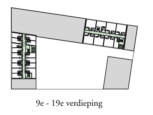 Er kunnen mogelijk wijzigingen optreden in dit aantal. Oostzijde (Willem Frogerstraat) Noordzijde (Cornelis Lelylaan) Westzijde (Spoorweg) Figuur 3.1: twee representatieve gebouwverdiepingen 3.