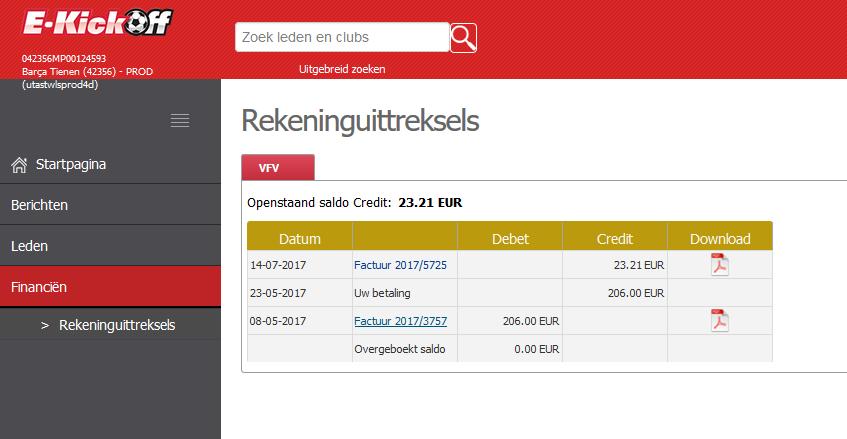 3. Financiën De facturen kan je raadplegen via Financiën Rekeninguittreksels.