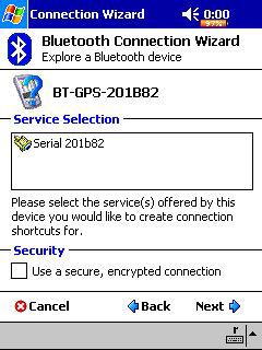 Tap nu op het gevonden BT GPS (icoontje) en vervolgens zal de Bluetooth Manager naar de aanwezige services gaan zoeken.