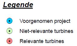 windturbines moet dan een cumulatieve contour voor zowel geluid als slagschaduw gemodelleerd worden. (Relevante windturbines, project Geel) 3.4.