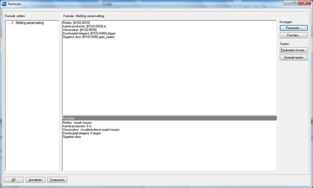 Zodra alle parameters juist zijn ingesteld, kan weer het eerste scherm worden geopend: Afbeelding 1.3.