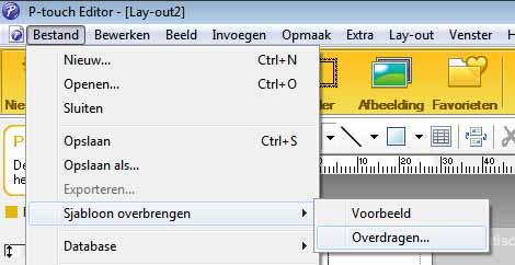 Labelsjablonen overbrengen met P-touch Transfer Express Het labelsjabloon overdragen naar P-touch Transfer Manager4 a Maak de gewenste labellay-out die u als sjabloon wilt gebruiken in P-touch Editor