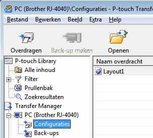 Labelsjablonen overbrengen met P-touch Transfer Express Het labelsjabloon opslaan als een