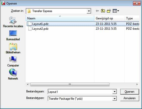 Labelsjablonen overbrengen met P-touch Transfer Express Als er meerdere of