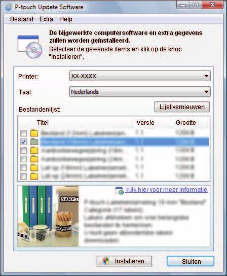 P-touch Editor bijwerken, de firmware bijwerken b Klik op het pictogram [Update van computersoftware].