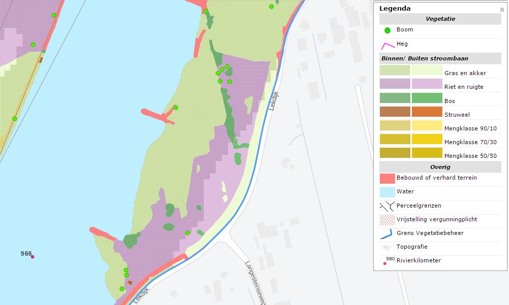 Figuur 3: Uitsnede uit Vegetatielegger Rijkswaterstaat De Natuurcompensatie Tienhoven dient te voldoen aan de voorwaarden zoals vastgelegd in het oorspronkelijke natuurcompensatieplan, zoals ook