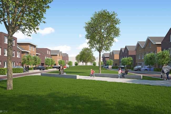 DelftsHart Harnaschpolder, Delft Concept Centrale groene ruimte Uitgangspunt is een gezamenlijke openbare ruimte met groen, die omgeven door woningen in het midden van elk eiland komt te liggen.