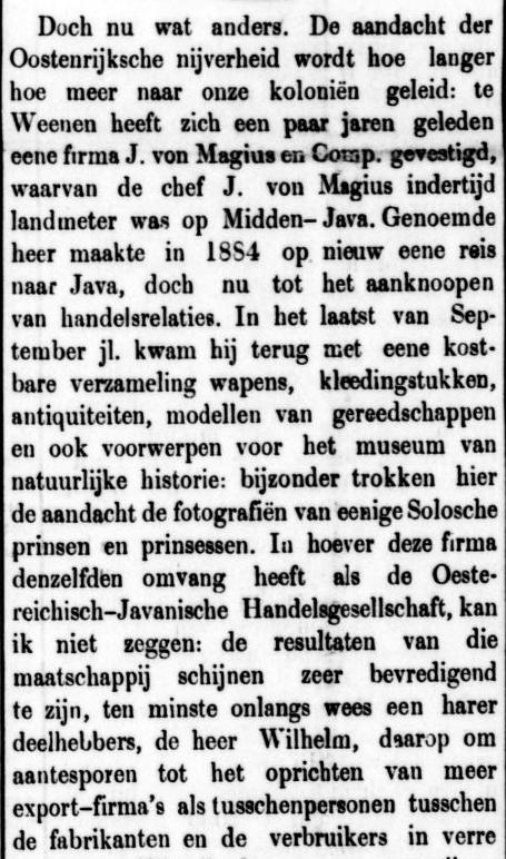 residentie Soerakarta -1877, gouvernements gezworen landmeter ald. 1877, 4 chef van de te Wenen gevestigde firma J. von Magius & Co., kwam met echtgenote en drie!