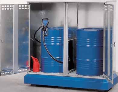 225 liter - Draagkracht: 700 kg (verdeelde last) 17-1062 17-1005 Opslagdepot van polyethyleen of staal Type B x D x H (mm) Gewicht (kg) Uitvoering Opstelrooster Bestelnr.