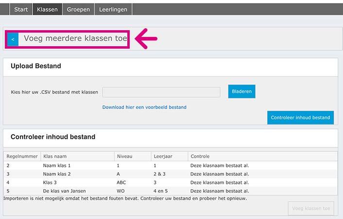 Klik op controleer inhoud bestand om eventueel in het CSV bestand wijzigingen aan te brengen.