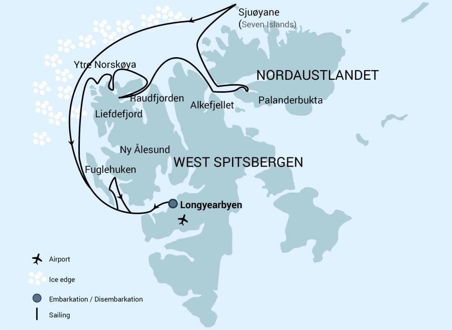 Noord-Spitsbergen, IJsbeer Special De mooiste manier om de Koning van de Noordpool te zien Titel: Reisdatum: Reiscode: Duur: Schip: Inscheping: Ontscheping: Taal: Meer over: Noord-Spitsbergen,