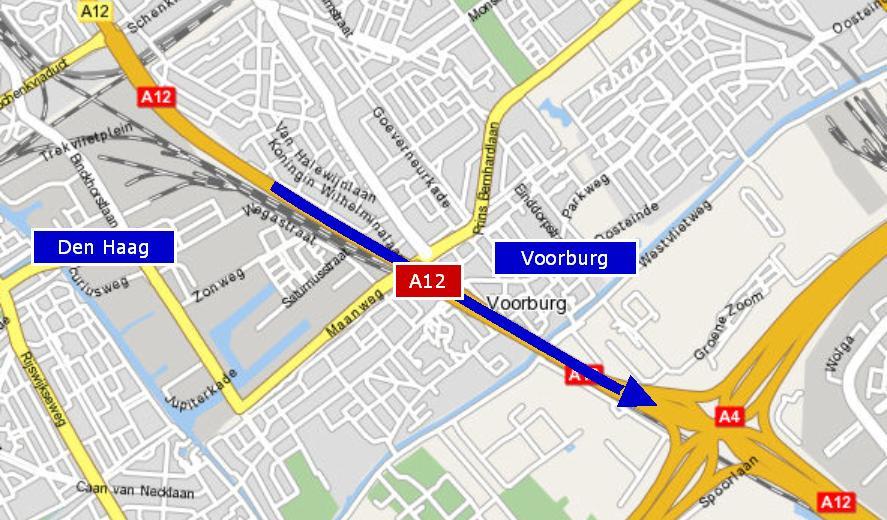 2.5 Beschrijving en bevindingen A12 Den Haag Voorburg In de proef op de A12 staat de reistijdverkorting voor weggebruikers centraal.