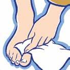 Dep uw voeten na het wassen goed droog, vooral
