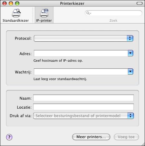 AFDRUKKEN VANUIT MAC OS X 15 EEN PRINTER TOEVOEGEN MET DE APPLETALK-VERBINDING OPMERKING: Gebruik deze procedure als de Splash RPX-ii zich in een andere AppleTalk-zone bevindt dan uw computer.