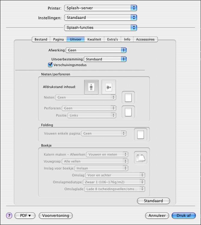 AFDRUKKEN VANUIT MAC OS X 28 Klik op de tab Uitvoer om uitvoerlade en afwerkingsopties