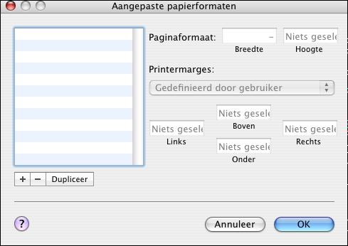 AFDRUKKEN VANUIT MAC OS X 37 Aangepaste paginaformaten definiëren in Mac OS X U kunt een nieuw aangepast paginaformaat definiëren in het deelvenster Standaard aangepast paginaformaat van het